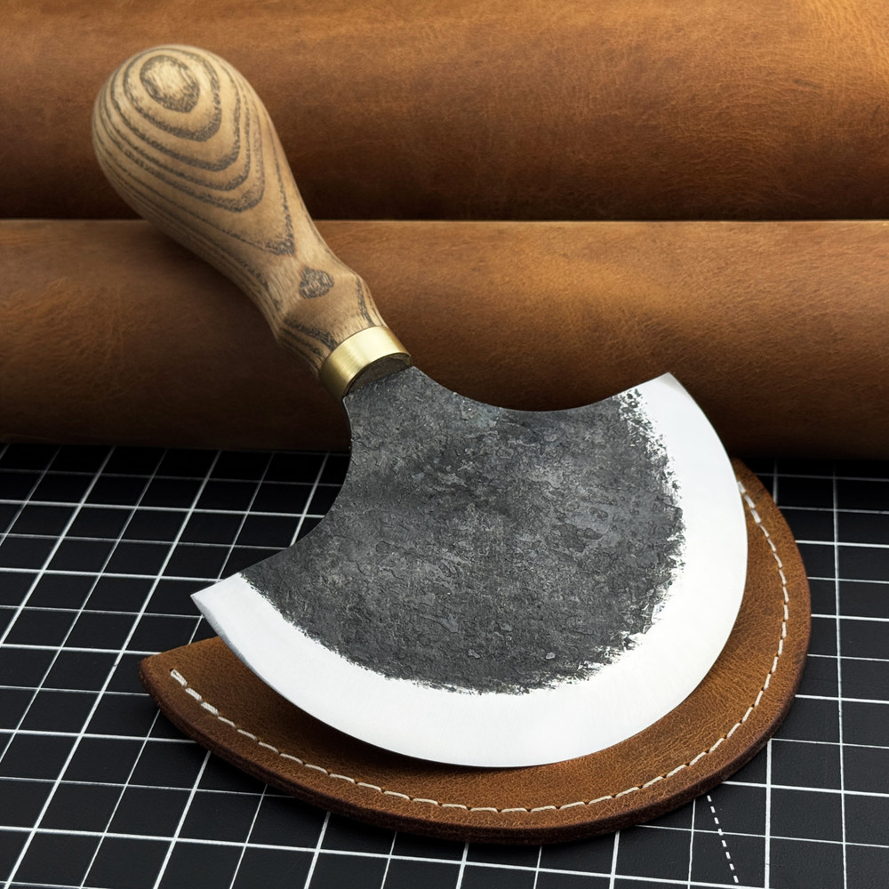 Leather Half Moon Knife. Razor Sharp Blade. Head Knife. Leatherworking Tool.