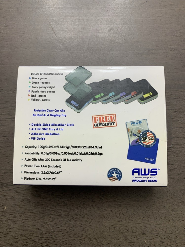 AWS CUBE-100-BLACK LED Digital Pocket Scale 100g x 0.01g Multi-Function