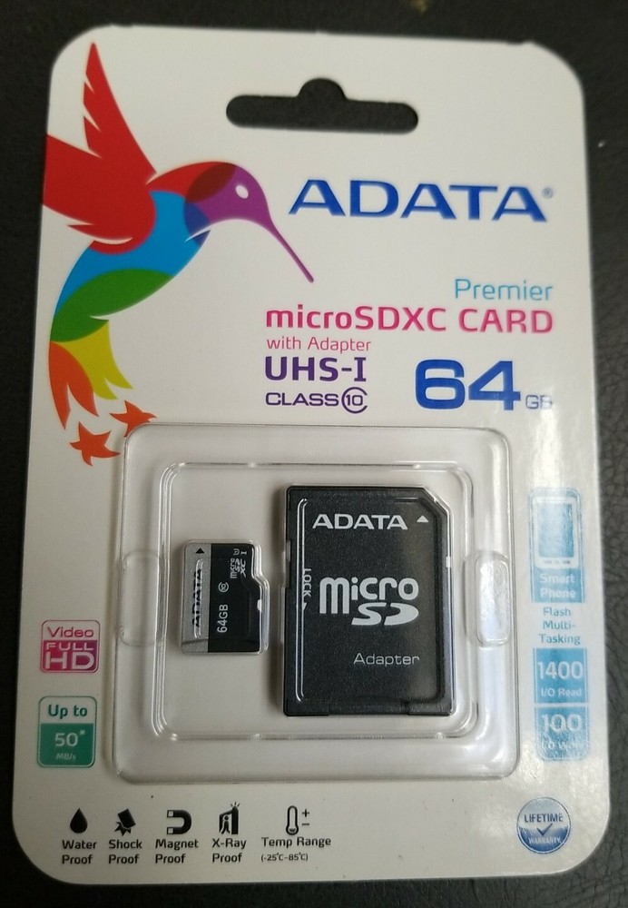 64Gb Premier MicroSDXC Class 10 Flash Memory Card With Adapter