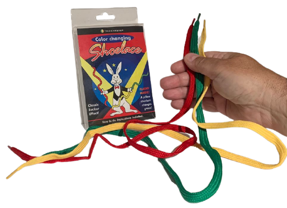 COLOR CHANGING SHOELACES Clown Kid Show Magic Trick Changes Beginner Laces Gag