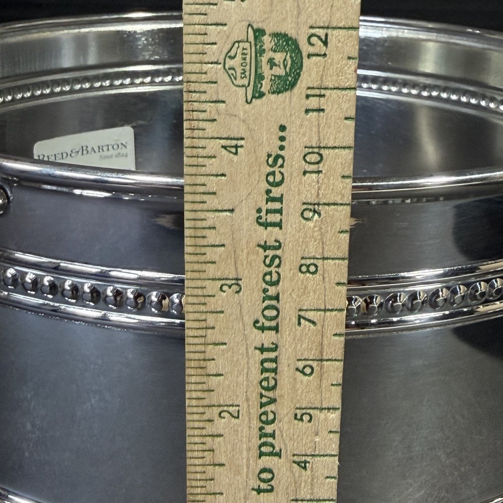 Reed & Barton Casserole Holder with Handles & Lid 9" Beaded Silverplate