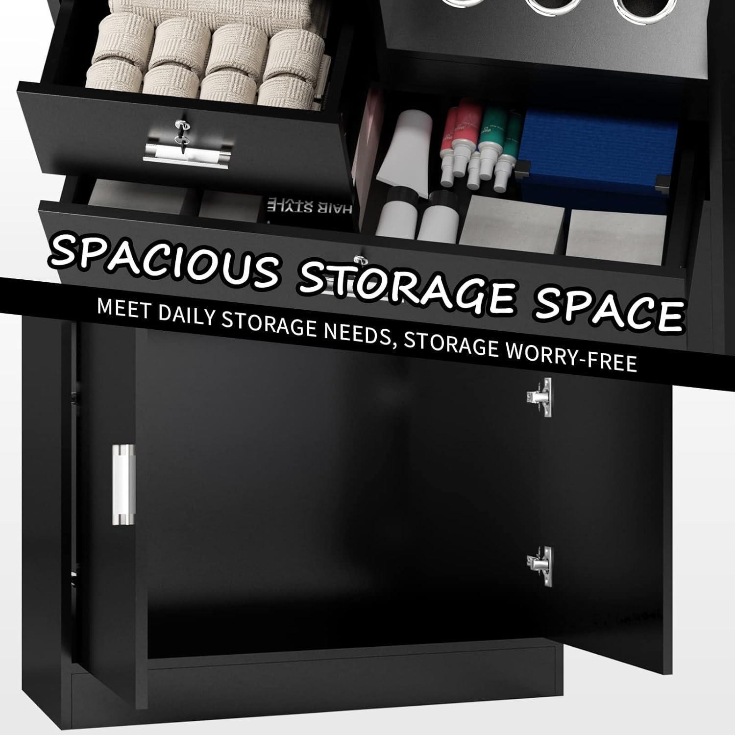 Salon Station Hair Styling Storage Cabinet Barber Station for Beauty BarberShop