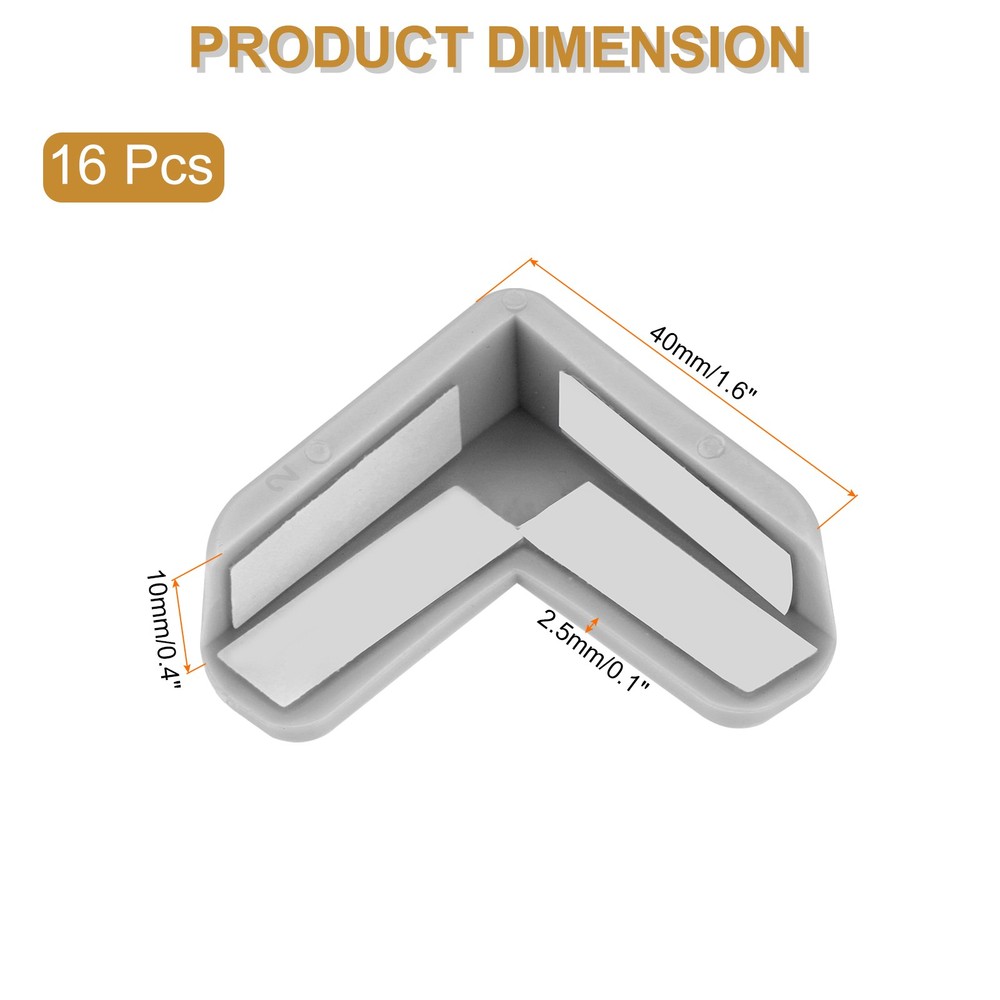 16Pcs Corner Protectors Table Corner Protectors L-shaped Grey