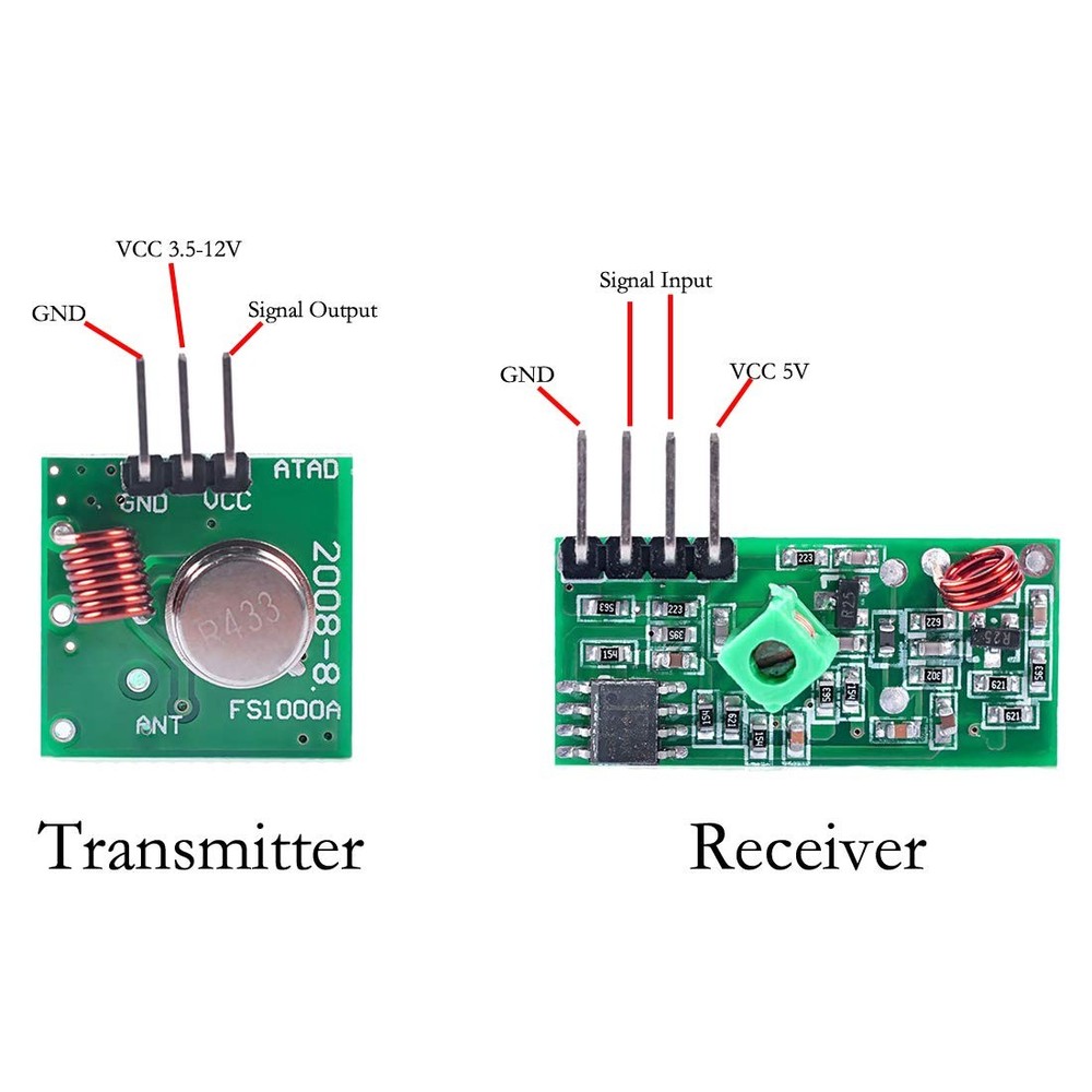 HiLetgo 5 Sets 433M Transmitter + Receiver Kit High Frequency Small, Green