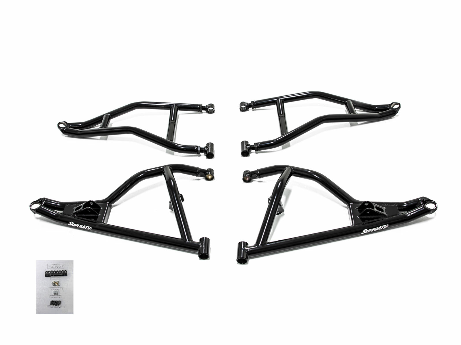 SuperATV Heavy Duty High Clearance A Arms for Polaris RZR XP Turbo S - Black