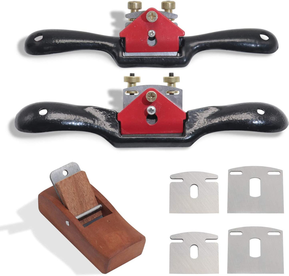 2Pcs Adjustable Spokeshave Flat Base Metal Blade Portable Woodworking Planes