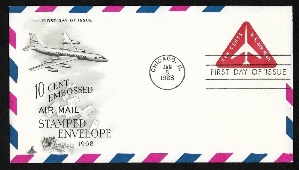 #UC40 10c Jet Triangle - Embossed Envelope -  ArtCraft FDC