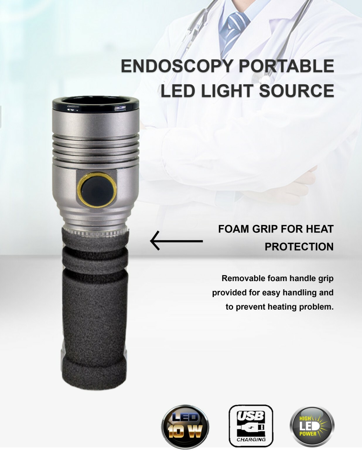 Portable Cold LED Light Source ENT Endoscopy Medical 10W Rigid Endoscope Camera