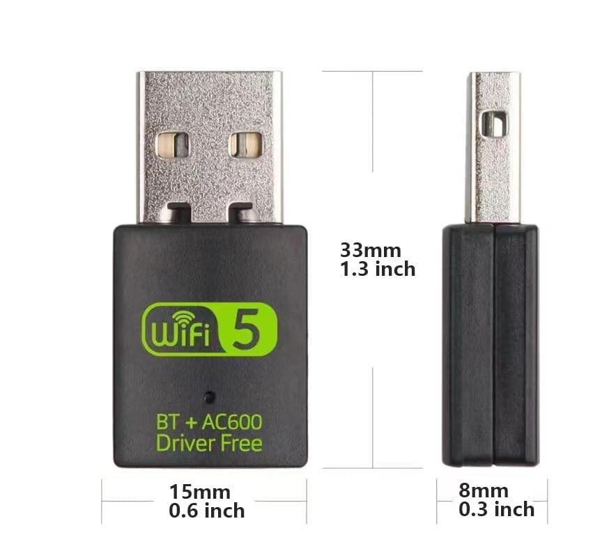 USB WiFi Adapter，600Mbps WiFi Bluetooth Adapter(Includes a USB-A to Type C co...