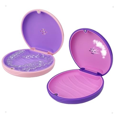 2 Pack Retainer Case,Aligner Case with Vent Holes, Compatible with Invisalign,
