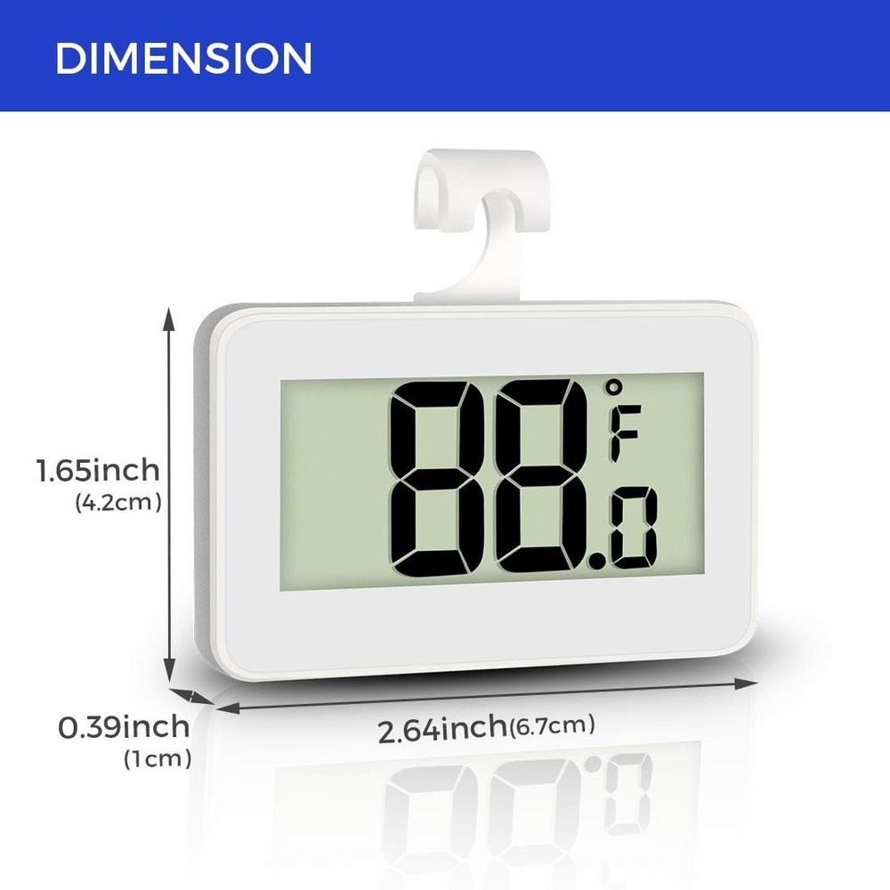 Mini Refrigerator Fridge 2 Pack Digital Freezer Thermometer Waterproof White