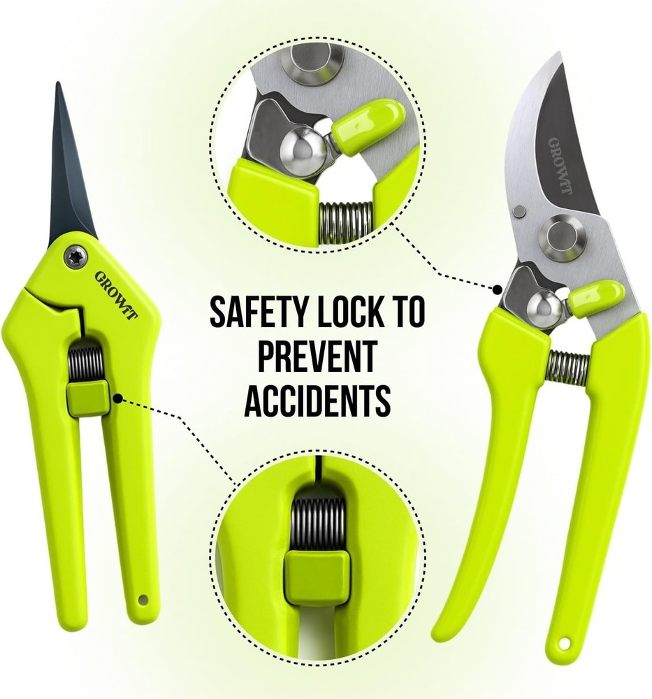 Ergonomic 2-Pack Pruning Shears with Safety Lock - Ideal for Easy Gardening
