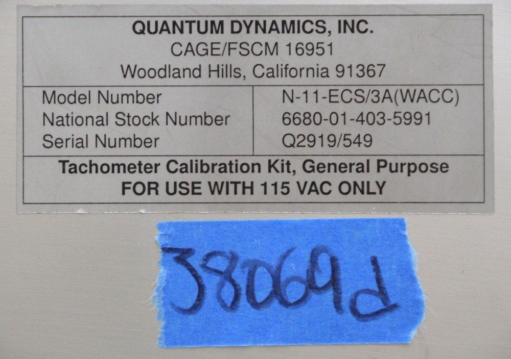 Quantum Dynamics N-11-ECS/3A Ultra High Precision Tachometer Calibration System