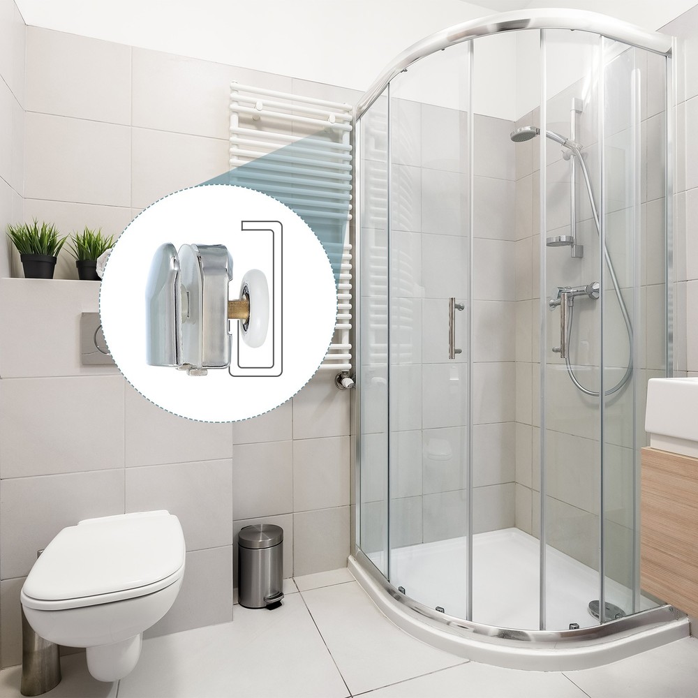 4Pcs 23mm Single Shower Door Rollers Copper Top Wheels Pulleys Guide Silver