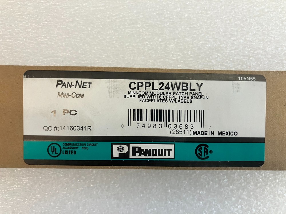 New PANDUIT CPPL24WBLY Mini-Com Modular Patch Panel with 6 CFFPL Snap-in
