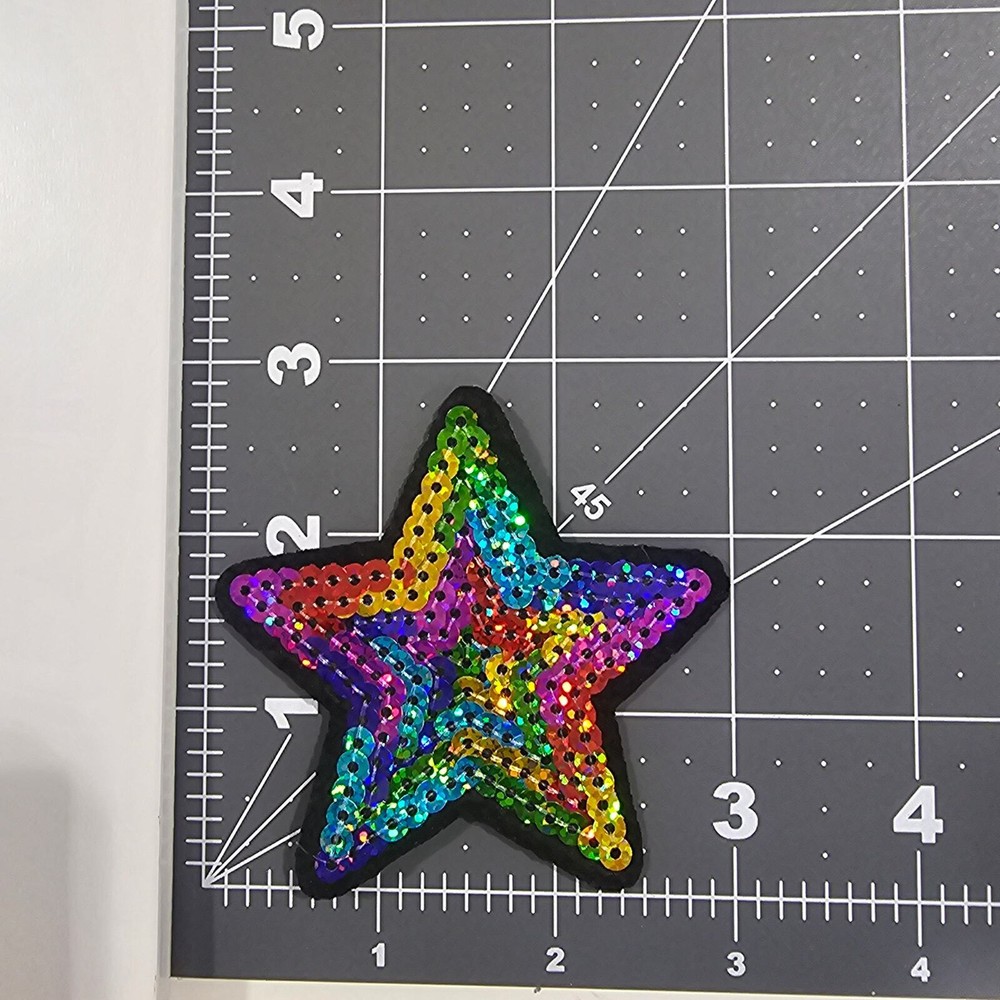 Sequin Rainbow Star - Embroidered Patch