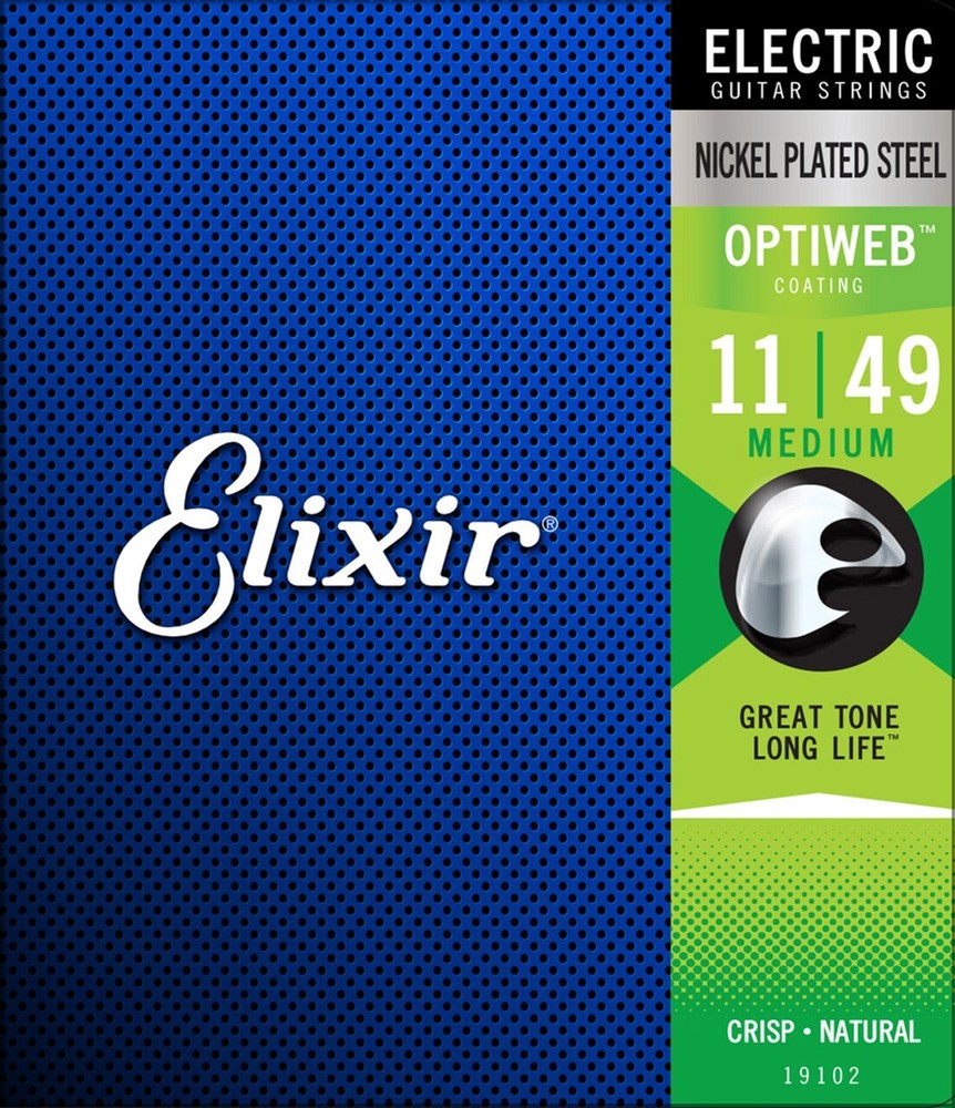 *3 SETS ELIXIR 19102 OPTIWEB COATED ELECTRIC GUITAR STRINGS LIGHT - 11-49*
