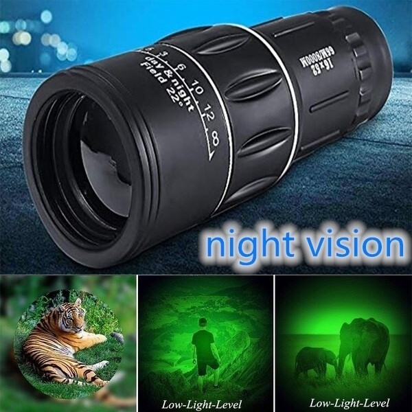 16x52 Monocular Telescope HD Dual Focus BAK4 Prism Night Vision Spyglass Scope