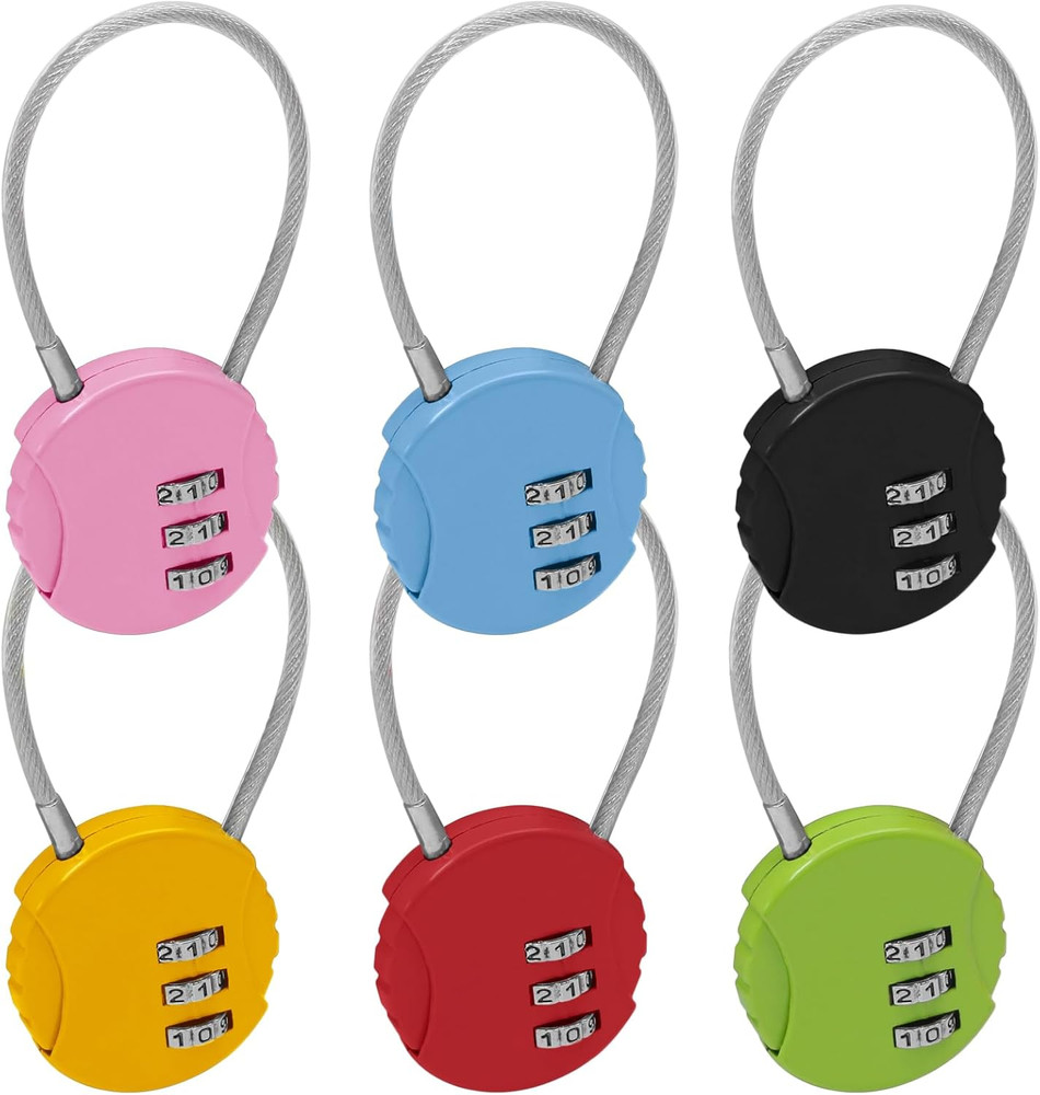 6 Pack 3 Digit Combination Lock - Outdoor Waterproof Padlock - Mini Combinati...