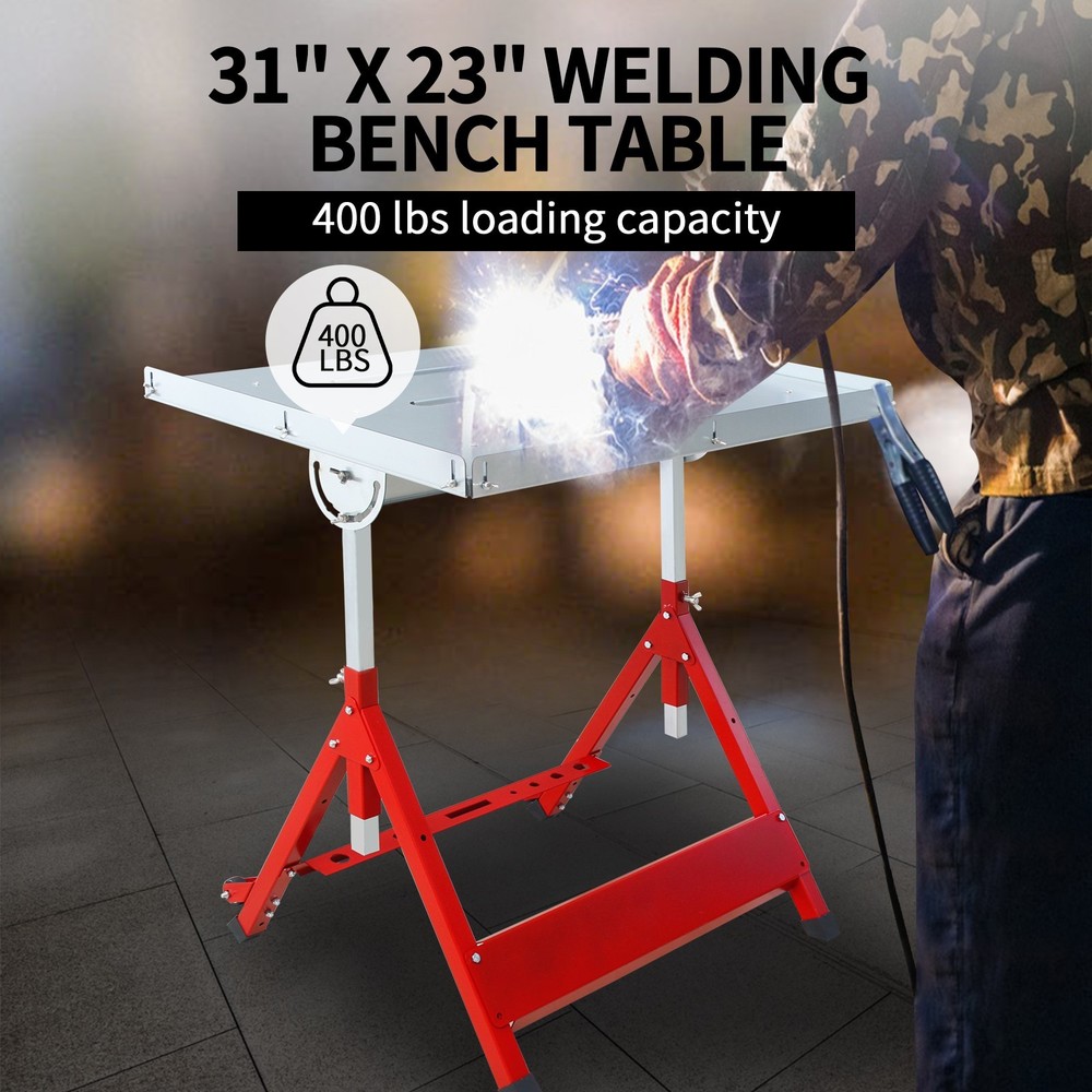 31''x23'' Welding Bench Table 400Lbs Load Capacity Adjustable Workbench Table