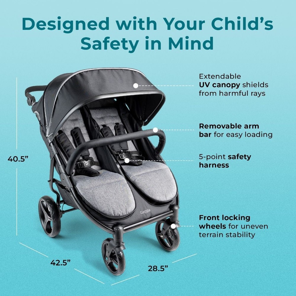 Gaggle Roadster Duo Side-by-Side Double Stroller, Lightweight & Compact