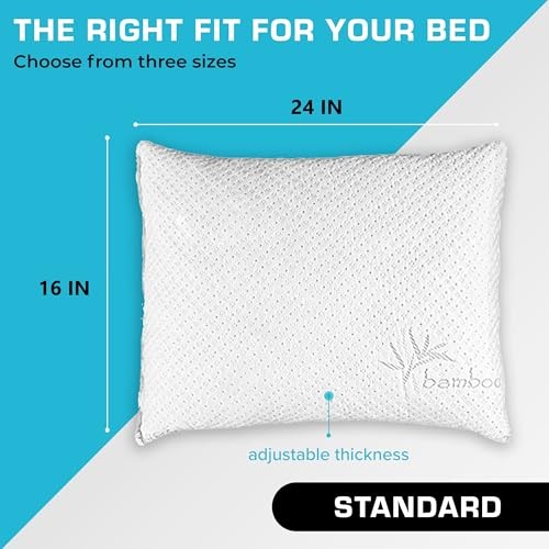 Bed Pillow for Sleeping | Shredded Memory Foam Pillows Adjustable Standard