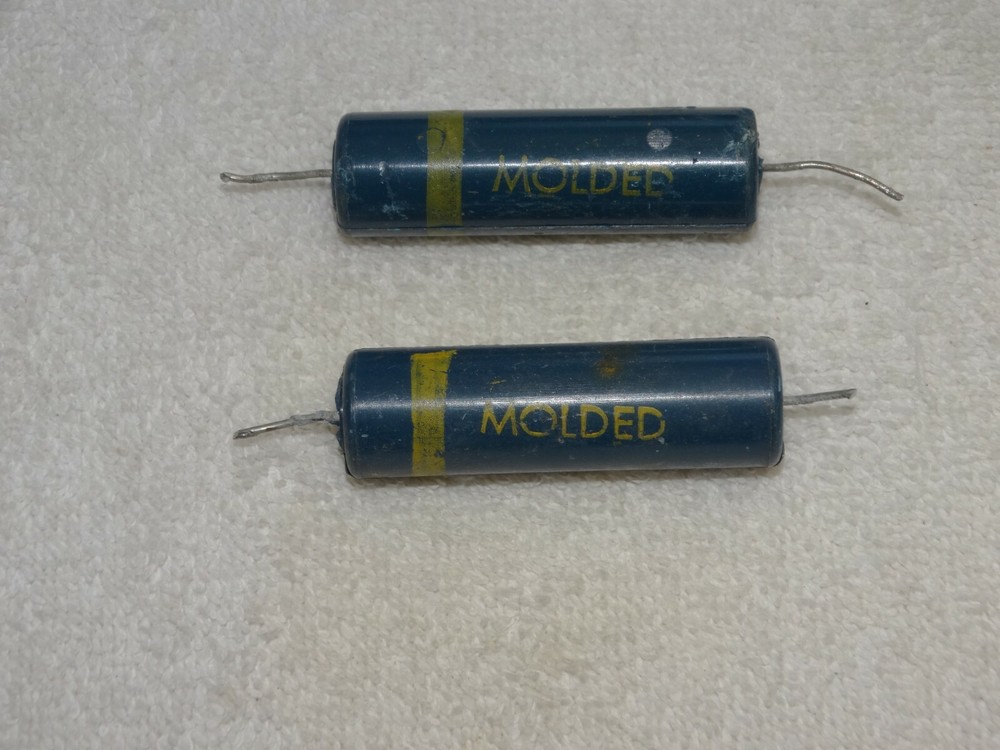 2 - Vintage Blue Molded Ajax Capacitor Pulls * .47 - 150 volt