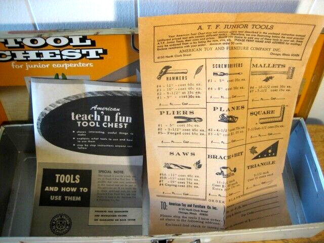American tool chest for junior carpenters, includes some tools, vintage