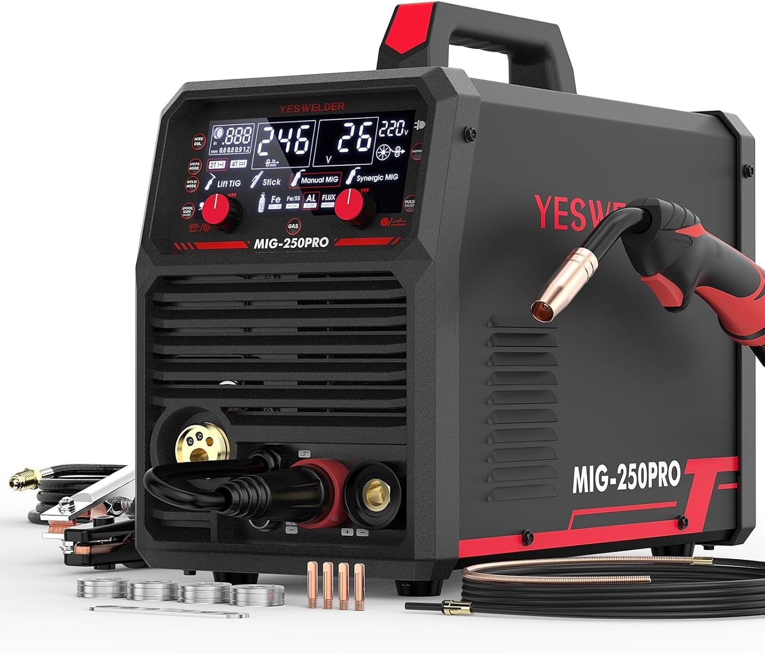 YESWELDER MIG Welder 250PRO 250A Multi-Process 110V/220V Dual Voltage