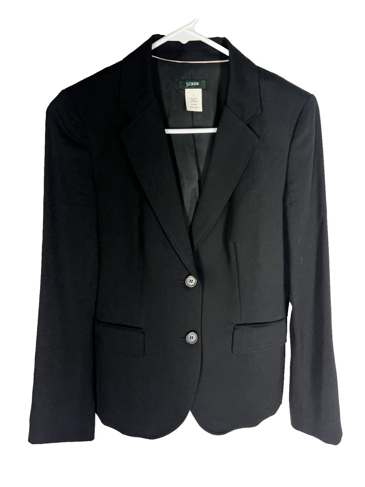 J. Crew Blazer Women’s Size 2 Two Button 100% Wool Jacket Lined Black