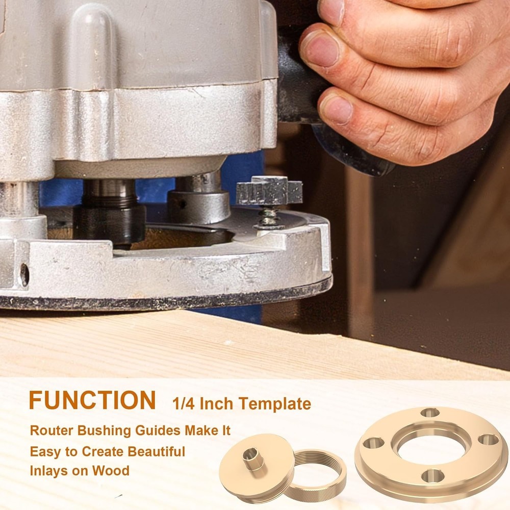 High-Quality 3-Piece Solid Brass Router Bushing Set - 1/4 Inch for Versatility