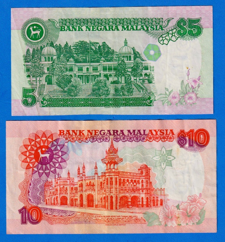 Malaysia Combo - 5 & 10 Ringgit 1995 Circulated Notes