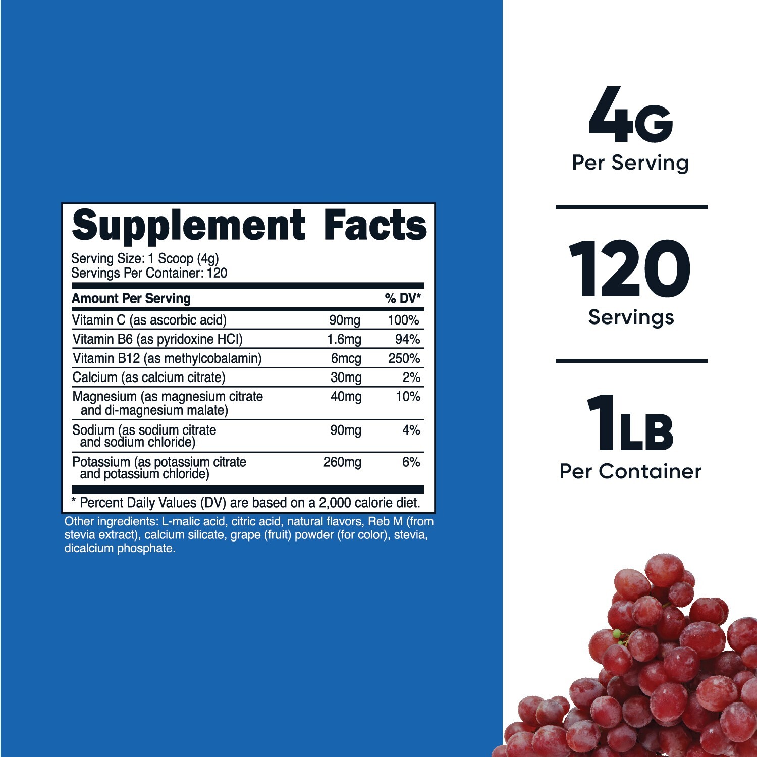 Nutricost Electrolyte Complex Drink Mix Powder (Grape) 120 Servings