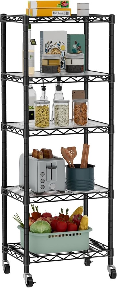 Small 5 Tier Shelves Storage Wire Shelving Unit Metal Shelf Adjustable Organizer
