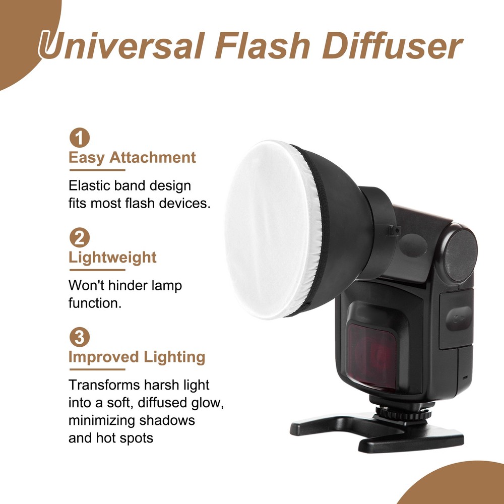 5pcs 6.3" x 6.3" Soft Mini Flash Bounce Diffuser Cap, for Flashlight, White