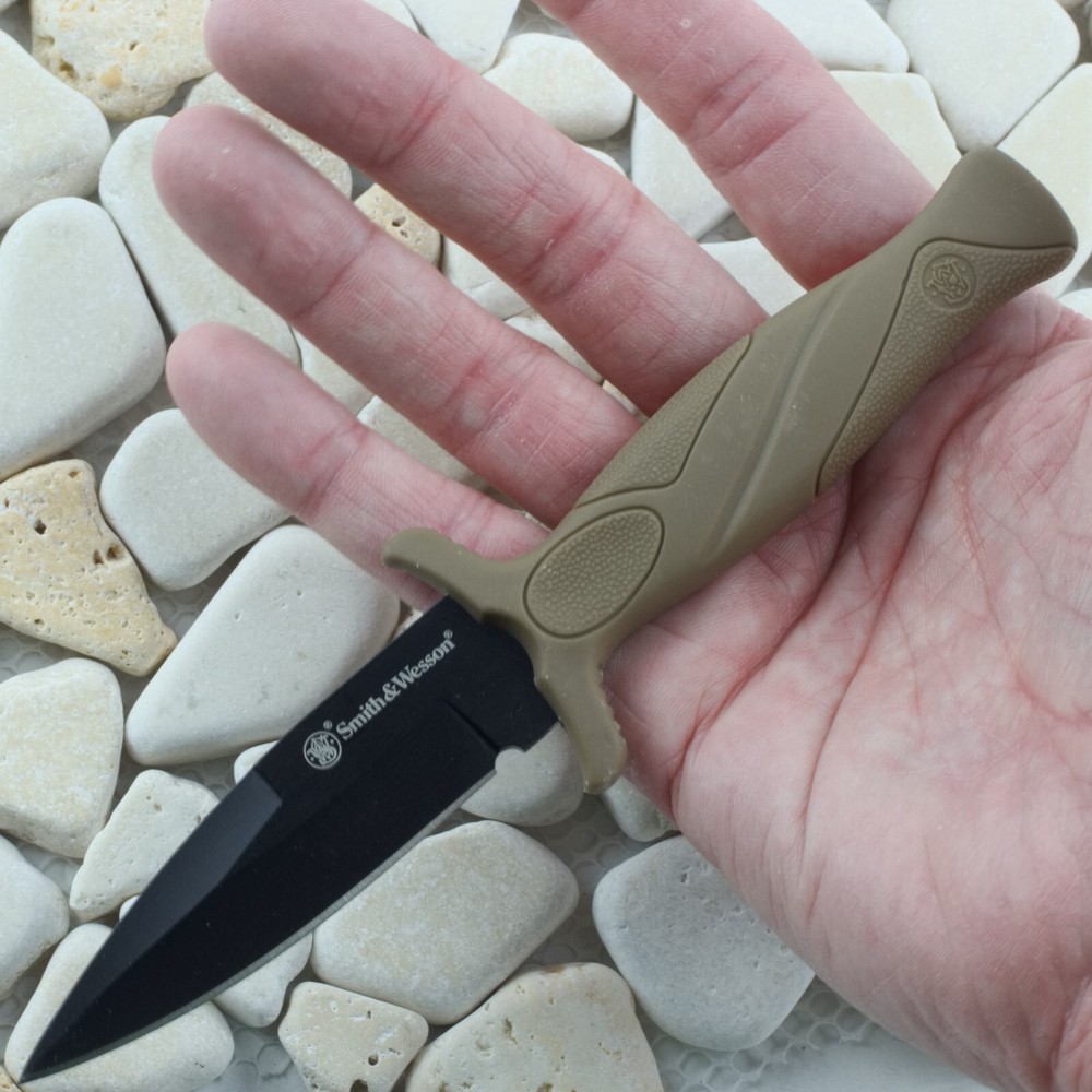 Smith & Wesson S&W Boot Fixed Blade Knife Tan Rubber Handle