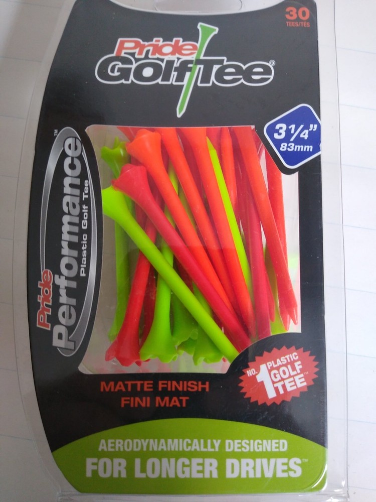 Pride Golf Tees 3 1/4" Plastic Evolution Matte Finish MIX - 30 Pack