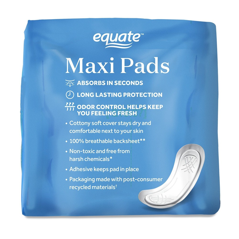 Equate Maxi Pads, Super (48 Count) 2 pack