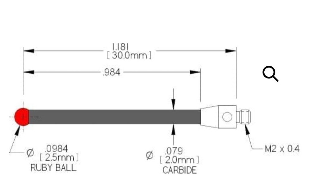 Carbide Probe 801-2.5R 2.5mm CMM Ruby Ball Probe Tip
