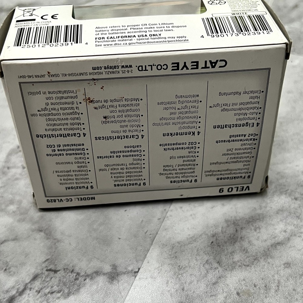 Cateye Velo 9 CC-VL820 White Digital Function Wired Cycle Computer NIB