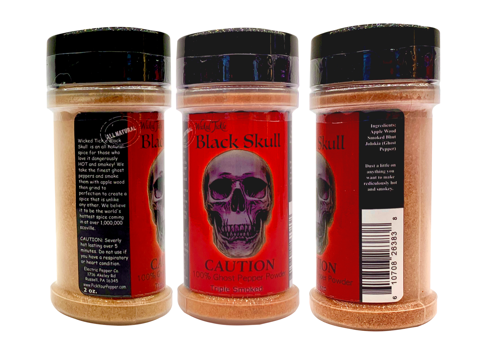 Smoked Ghost Pepper Powder Hot Spice Wicked Tickle Black Skull Chili Seasoning