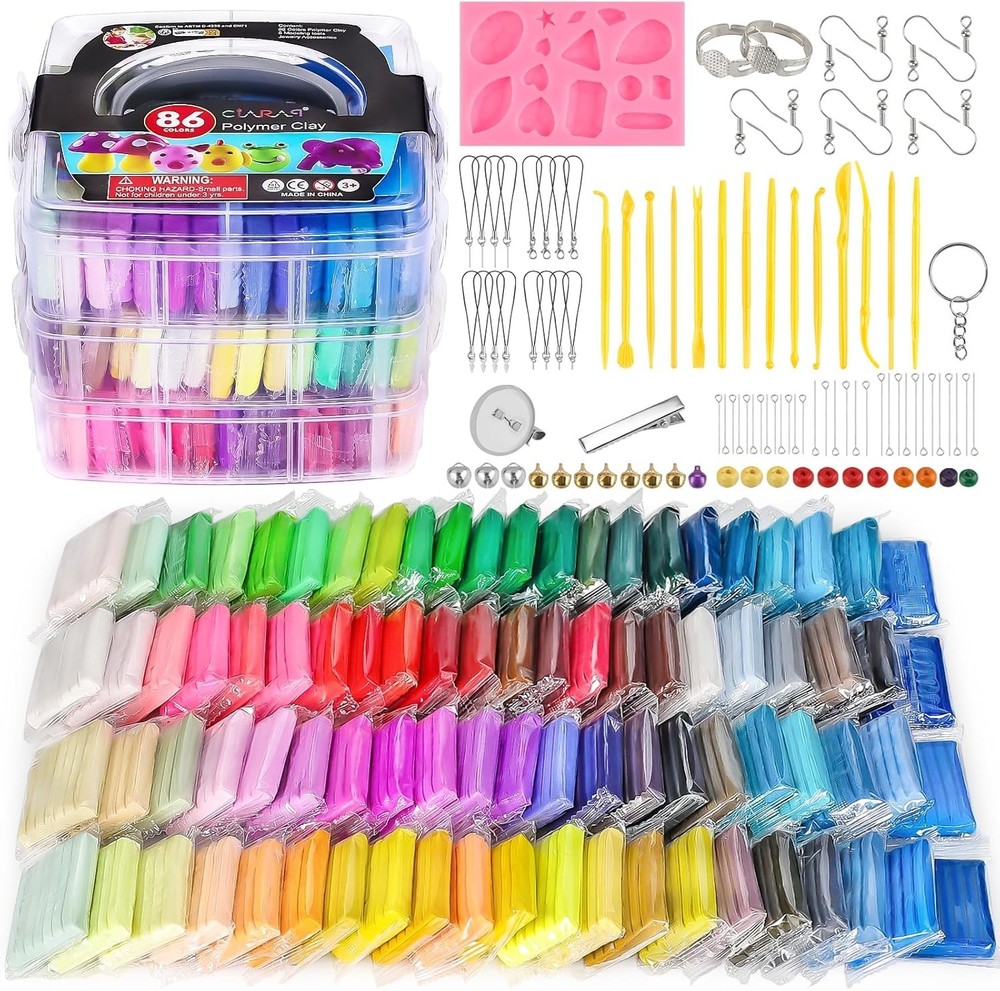 Creative Polymer Clay Starter Kit - 86 Colors, Sculpting Tools & Project Guide
