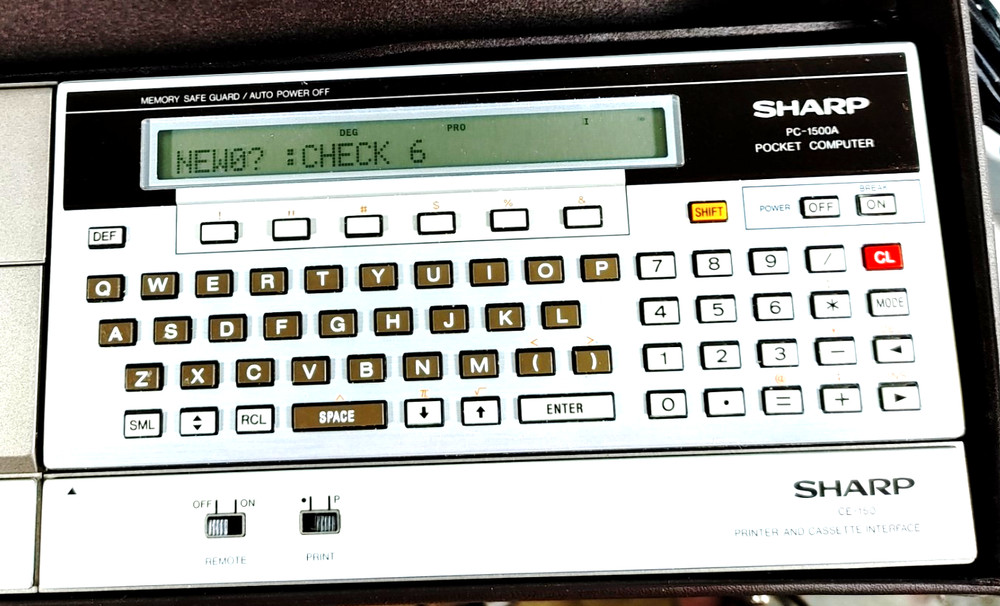Sharp PC1500A Pocket Computer w/ CE150 Printer/Cassette Interface Turns On CASE