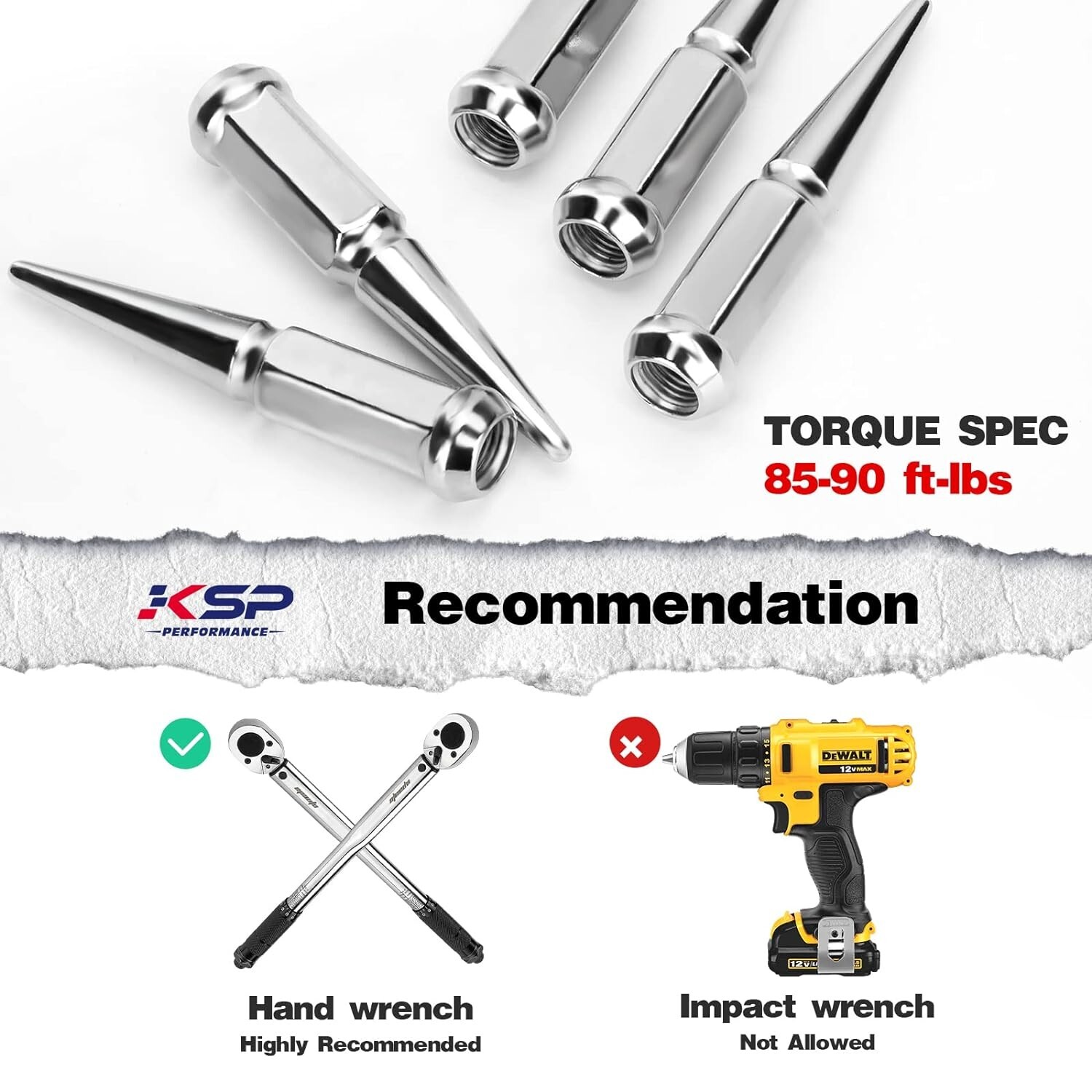 32PCS Chrome Spike Lug Nuts 9/16'' + Key Fit Dodge RAM 1500 2500 3500 F250 F350