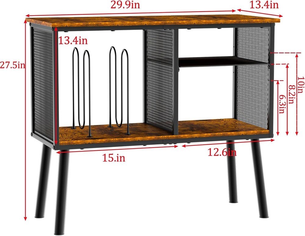 Record Player Stand with Adjustable Divider Turntable Stand End Table