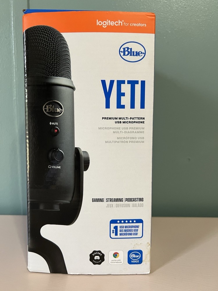 Blue Yeti USB Microphone Black, Mute Switch, Gain Control, Gaming, Streaming