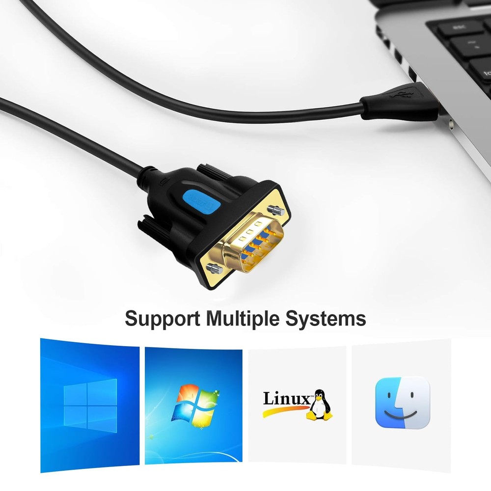 DTECH USB to Serial Adapter DB9 RS232 Cable Prolific Chip PL2303 3ft, black