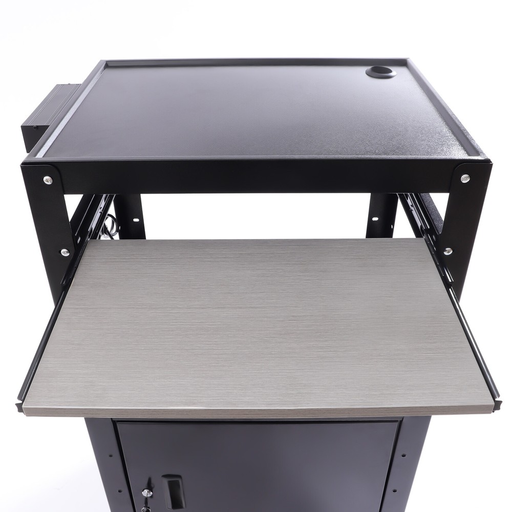 Portable Av Cart Multipurpose Rolling Small Office Laptop Table w/ Power Socket