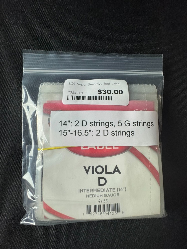 LOT - Super Sensitive Red Label Viola Strings (Assorted Singles)