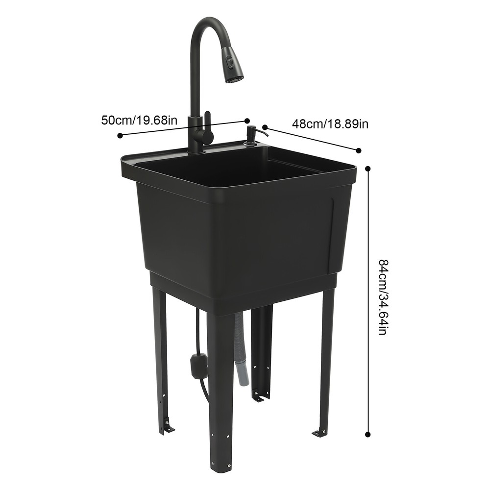 Durable Laundry Sink with Pull-Out Faucet and Spacious Design